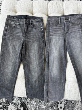 White House Black Market Gray Washed Straight Leg Jeans
